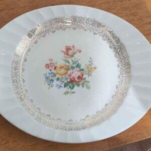 Vintage Cronin China Co., Minerva OH Blue and Pink Rose Gold Filigree Platter, p